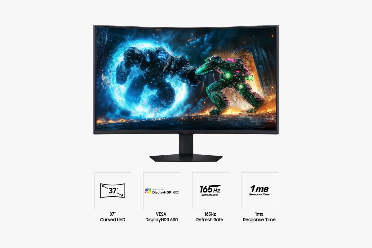Samsung - 37" Odyssey G75F 4K 165Hz 1ms AMD FreeSync Prem Pro Curved Gaming Monitor with HDR 600 (DisplayPort, HDMI) - Black