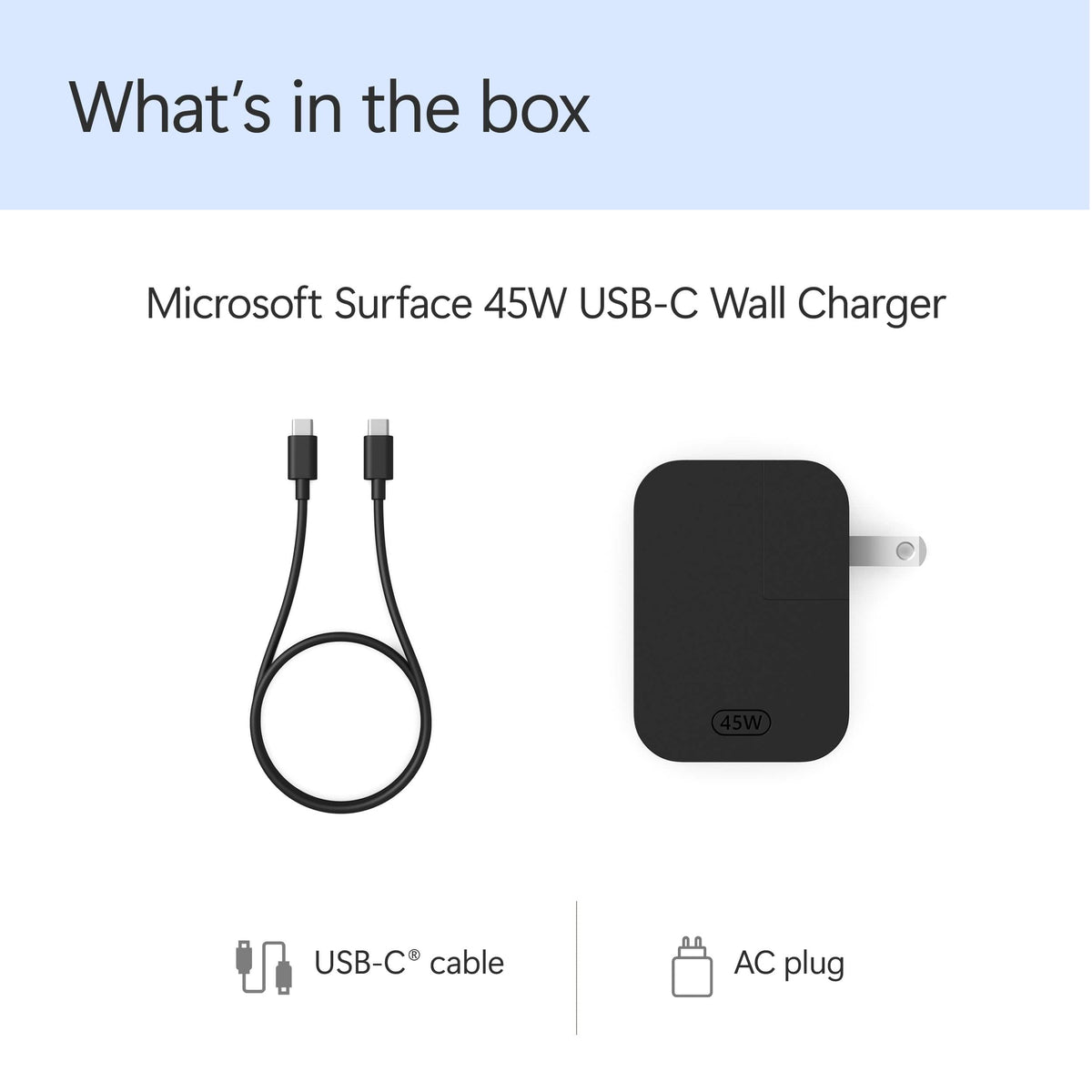 Microsoft - Surface 45W USB-C Wall Charger - Black