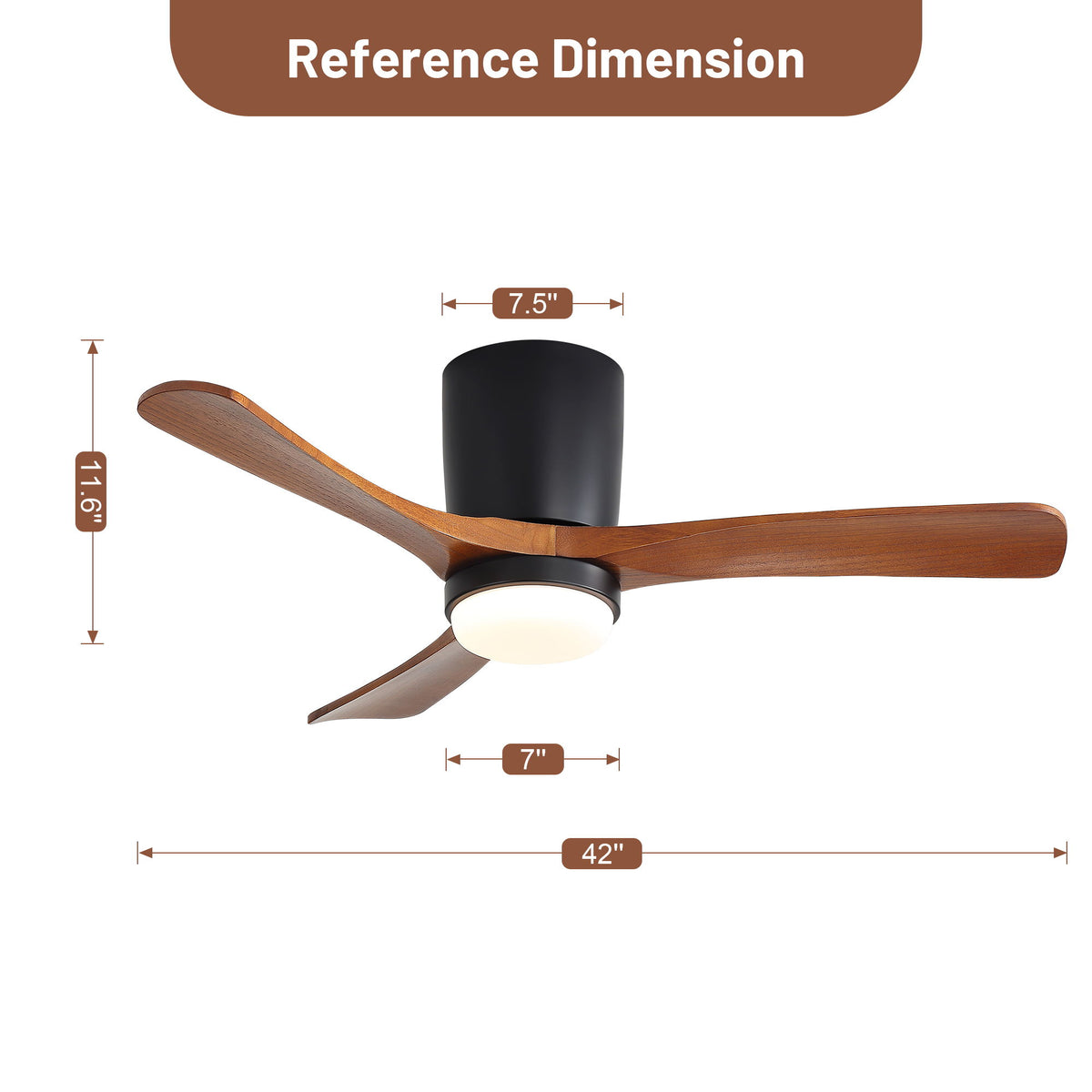 42" Ceiling Fan With DC Motor, Dimmable LED Light, Timer & Memory