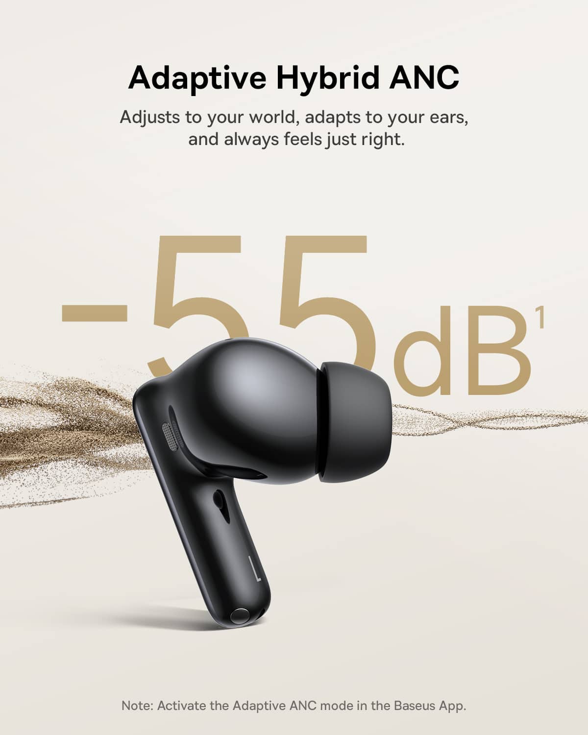 Baseus - Bass EP10 Ultra Noise Cancelling Earbuds - 65-Hour Playtime,Adaptive ANC,LDAC Hi-Res,Bluetooth 6.0 - Black