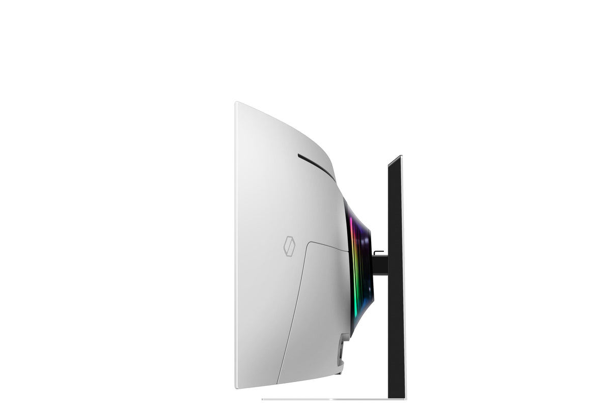 Samsung - 49" Odyssey OLED G9 Curved Dual-QHD 240Hz FreeSync Prem Pro and G-Sync Compatible Smart Glare Free Gaming Monitor - Silver