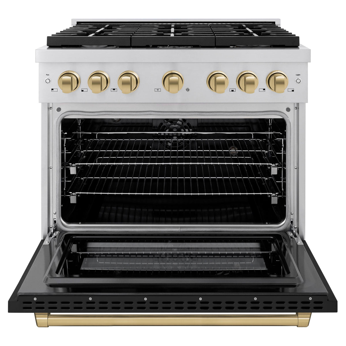 36 in. Wide 6 Burner ZLINE Autograph Paramount Dual Fuel Range and Bronze Accents (SDRZ-BLM-36-CB) - White