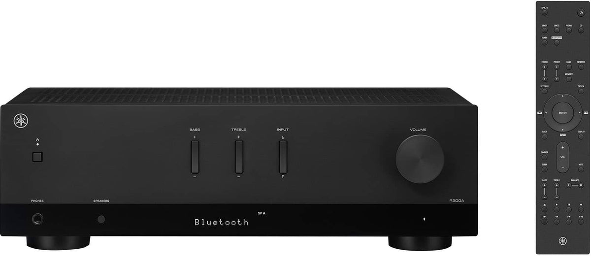Yamaha - R200A 2-Ch. Stereo Receiver with Bluetooth, Phono Input & Subwoofer Output - Black