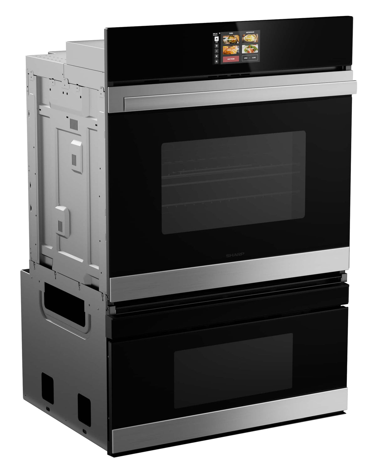 Sharp - 30 In Smart Convection Wall Oven and Microwave Drawer Combination for Single Cutout with Alexa Compatibility (SWB3085HS) - Stainless Steel