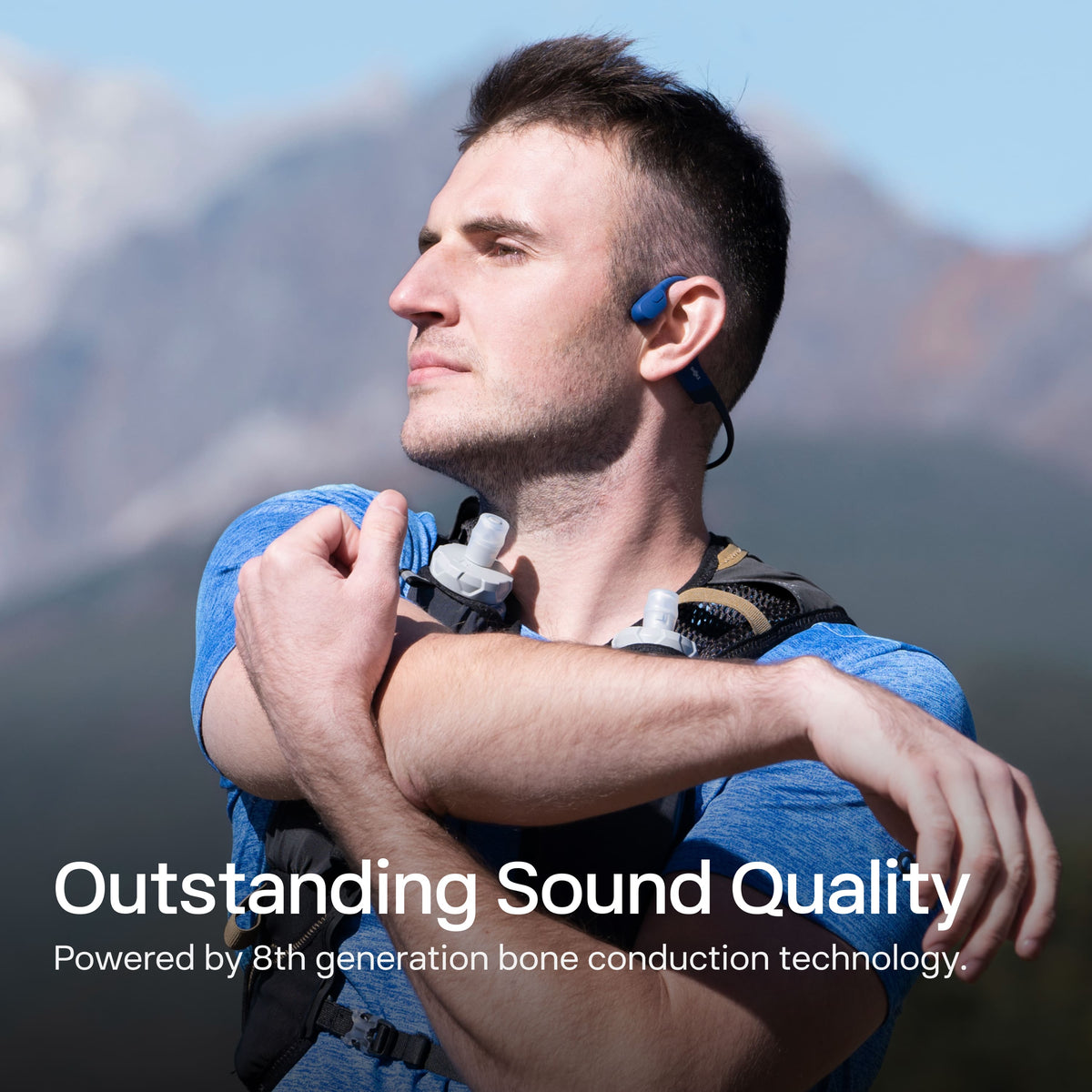 Shokz - OpenRun Wireless Bone Conduction Open-Ear Bluetooth Endurance Headphones (USB-Charging) - Blue