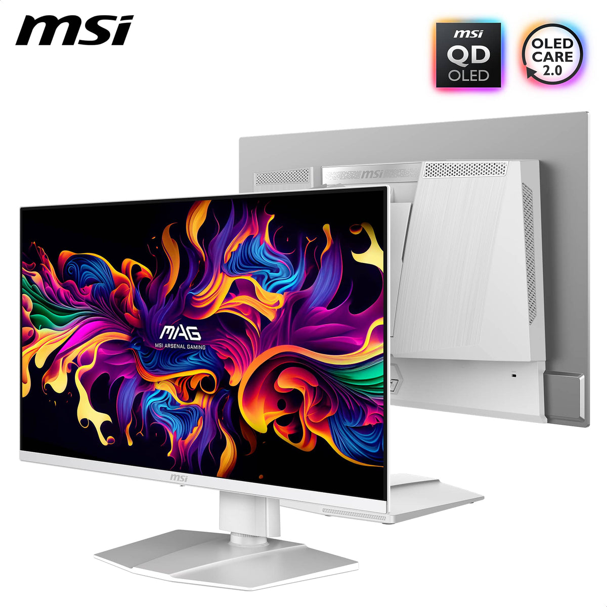 MSI - MAG 271QPW QD-OLED X28 27" Quantum Dot OLED QHD 280Hz 0.03ms FreeSync Gaming Monitor (DisplayPort, HDMI, USB) - White