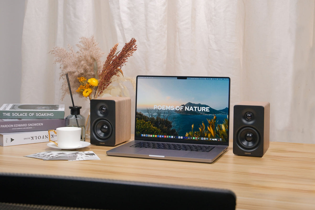 Edifier - M60 Compact Desktop 2.0 Speakers (Pair) - Oak Brown