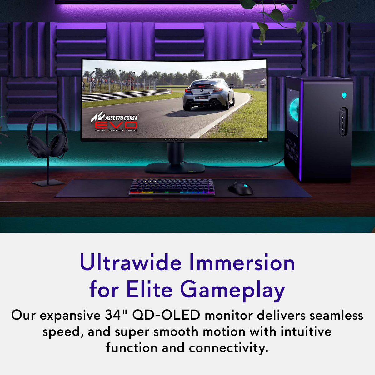 Alienware - AW3425DW 34" QD-OLED Curved WQHD 240Hz 0.03ms FreeSync Premium Pro Gaming Monitor with HDR (HDMI, DisplayPort, USB) - Interstellar Indigo
